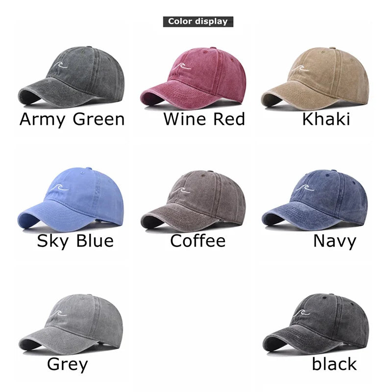 Bølgemotiv Brodert Caps