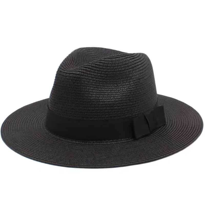 Strå Fedora Filthatt med Bred Brem