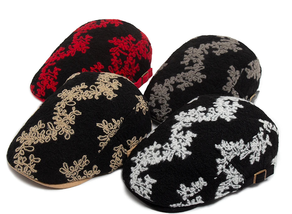 Mønstret Bomull Newsboy Flatcap