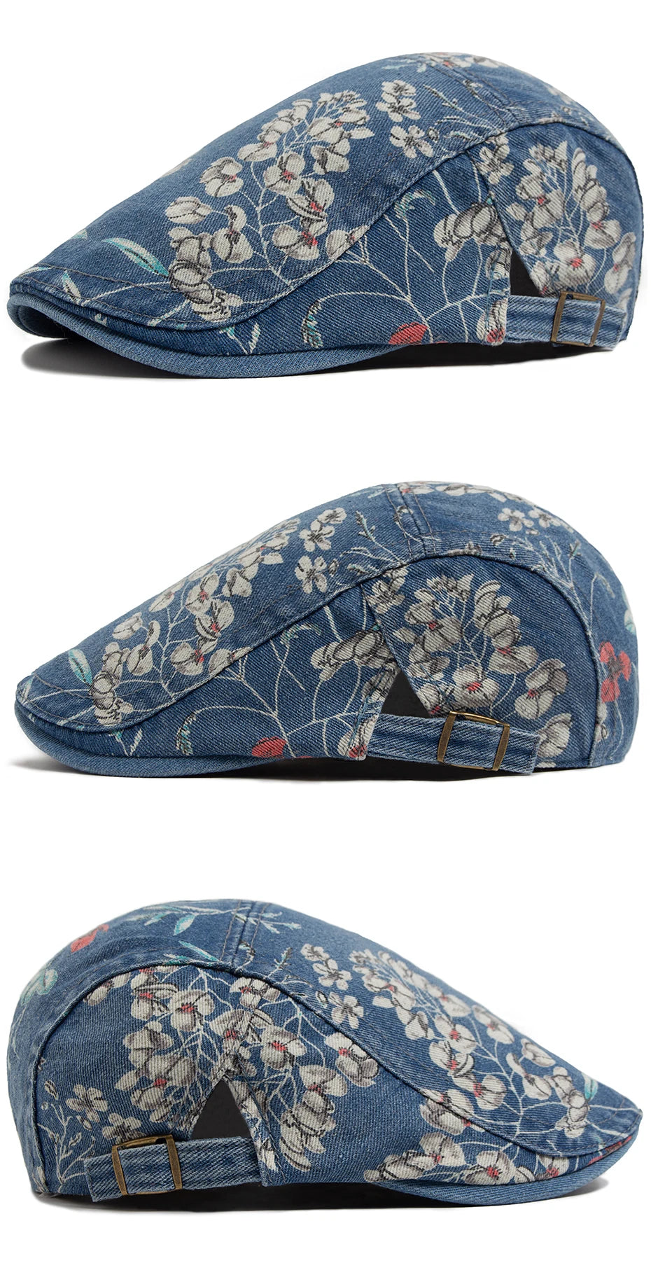Mønstret Denim Newsboy Flatcap