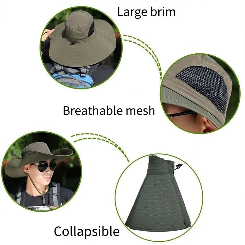 Pustende Mesh Solhatt med Bred Brem