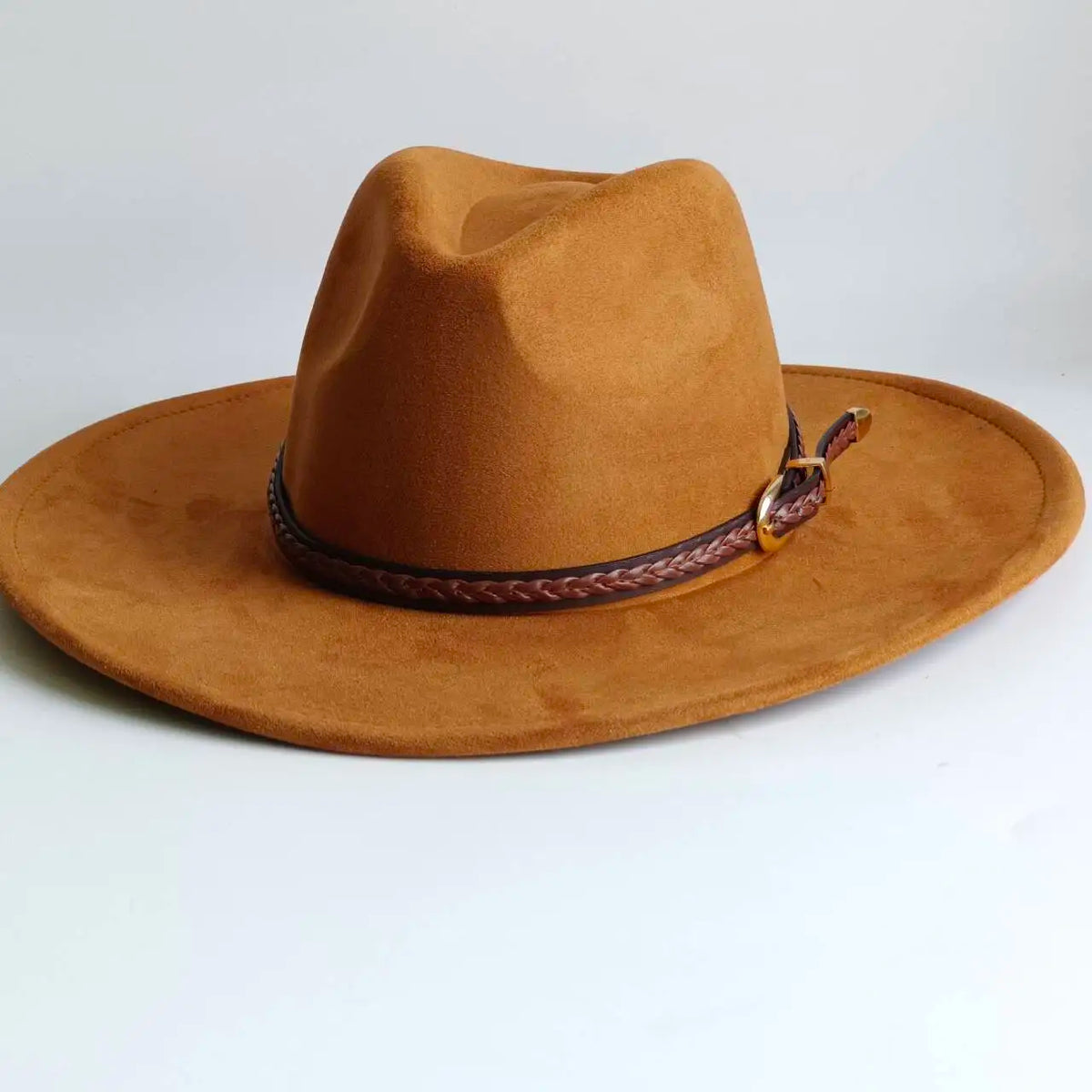 Semsket Fedora Filthatt med Bred Brem