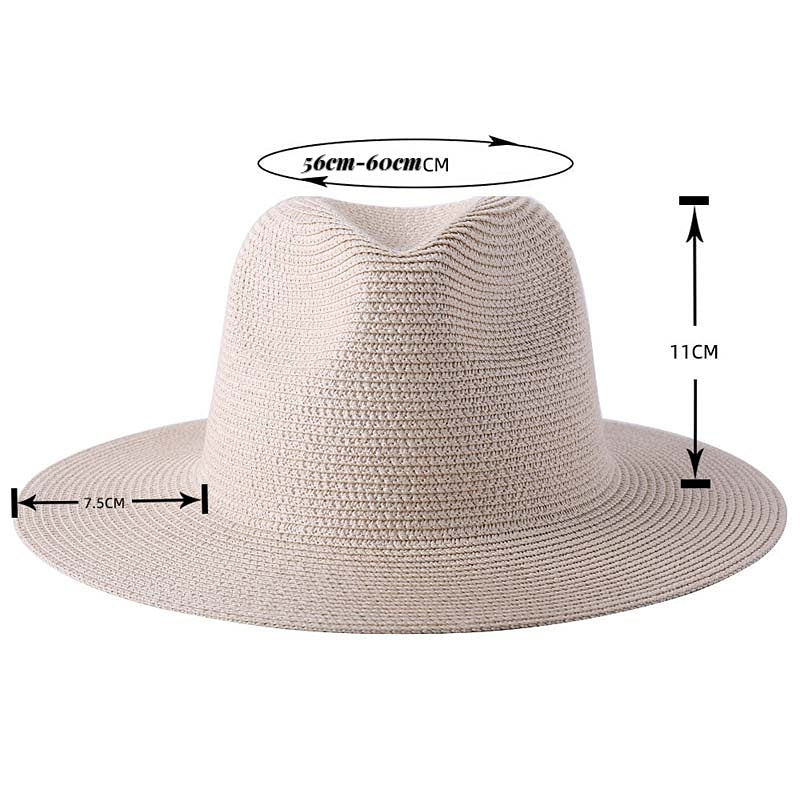 Strå Fedora Filthatt med Bred Brem