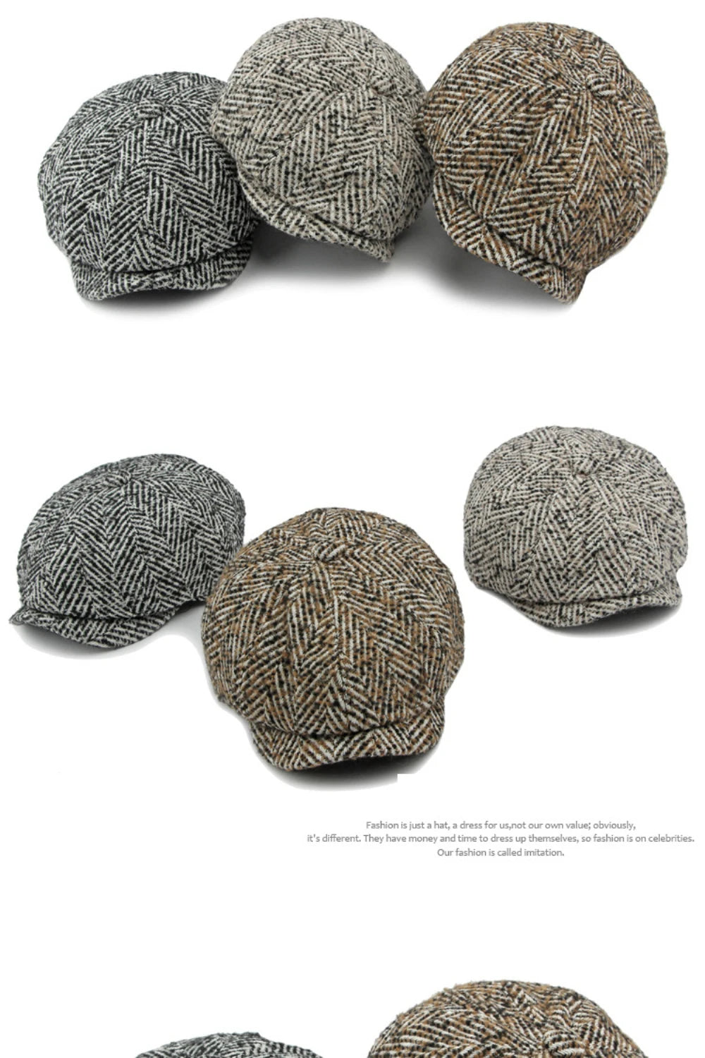 Stripete Ull Newsboy Flatcap