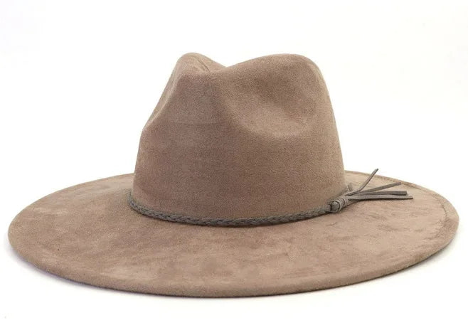 Semsket Fedora Filthatt med Bred Brem