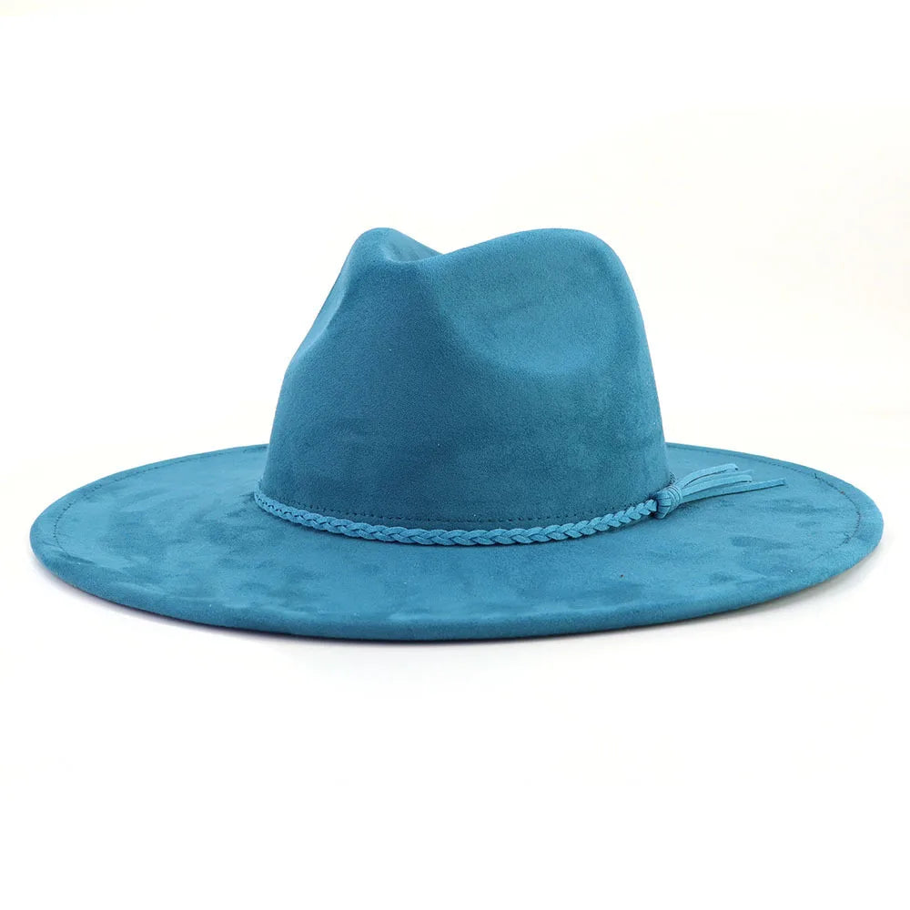 Semsket Fedora Filthatt med Bred Brem