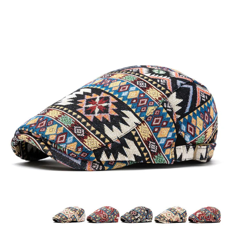Mønstret Newsboy Flatcap