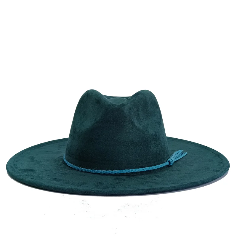 Semsket Fedora Filthatt med Bred Brem