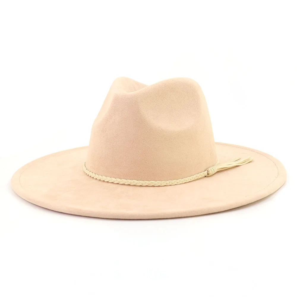 Semsket Fedora Filthatt med Bred Brem