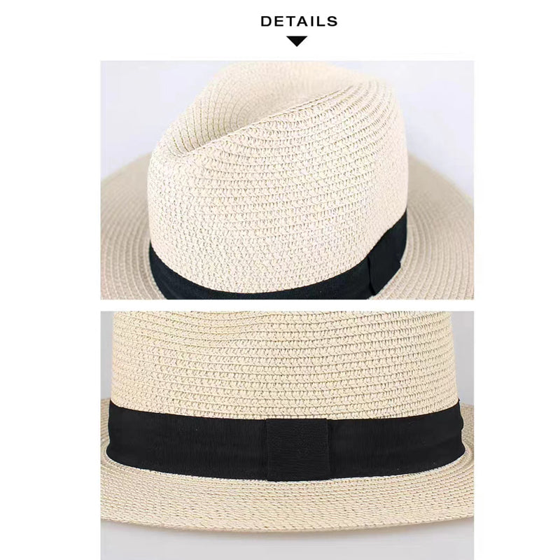 Strå Fedora Filthatt med Bred Brem