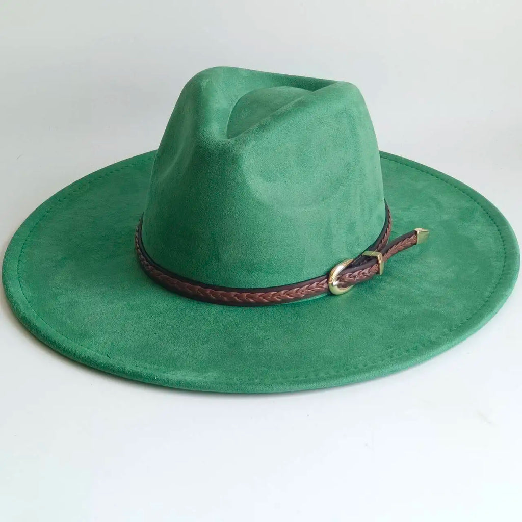 Semsket Fedora Filthatt med Bred Brem