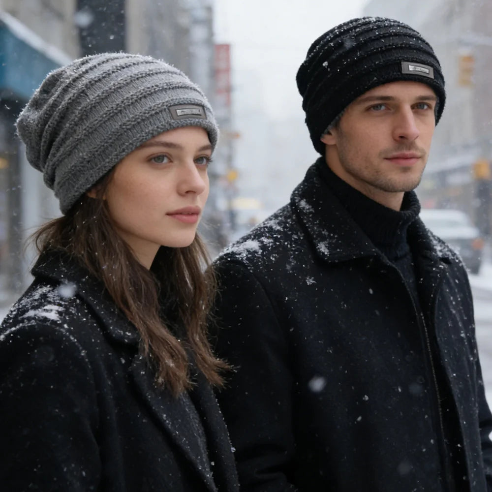 Pelsfôret Elastisk Vinterbeanie
