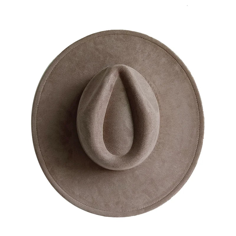 Semsket Fedora Filthatt med Bred Brem