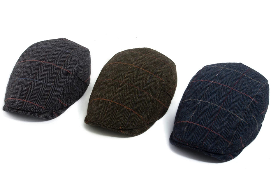Fiskebeinsmønstret Ull Newsboy Flatcap