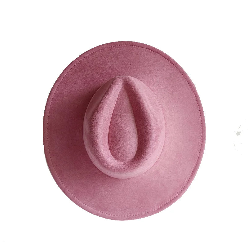 Semsket Fedora Filthatt med Bred Brem