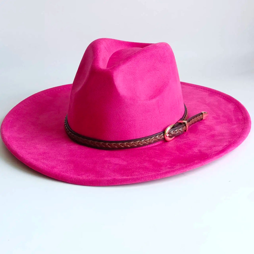 Semsket Fedora Filthatt med Bred Brem