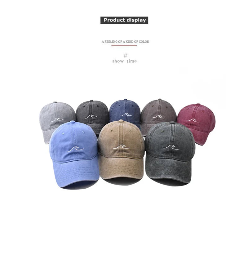 Bølgemotiv Brodert Caps