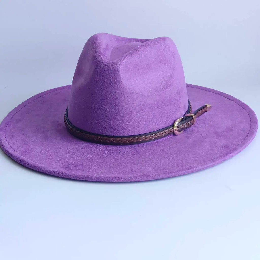 Semsket Fedora Filthatt med Bred Brem