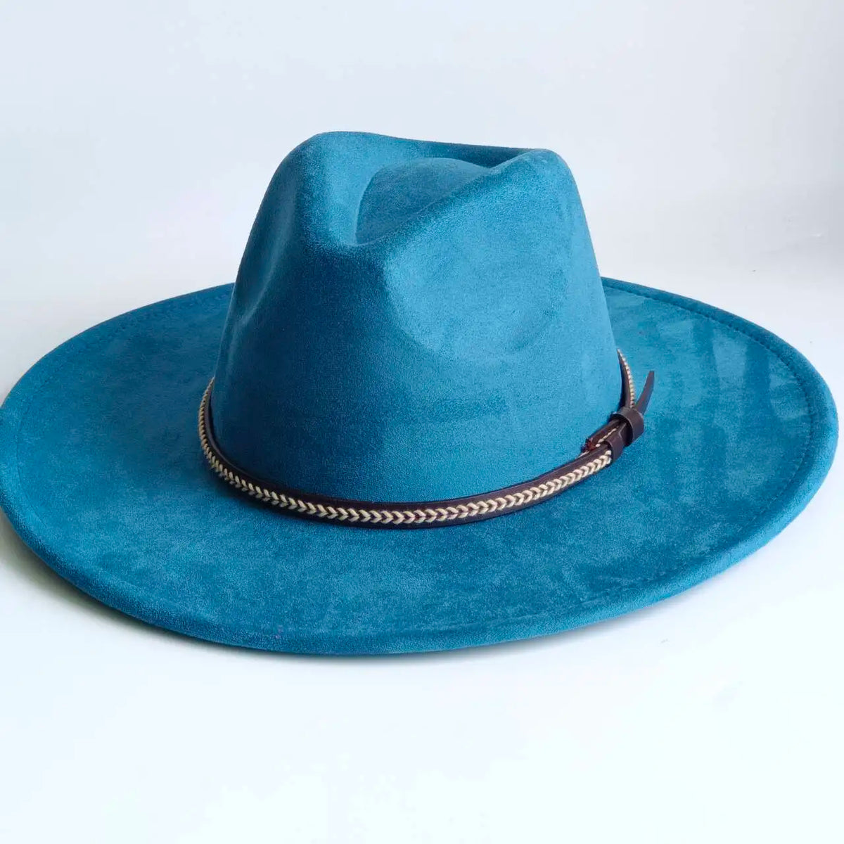 Semsket Fedora Filthatt med Bred Brem