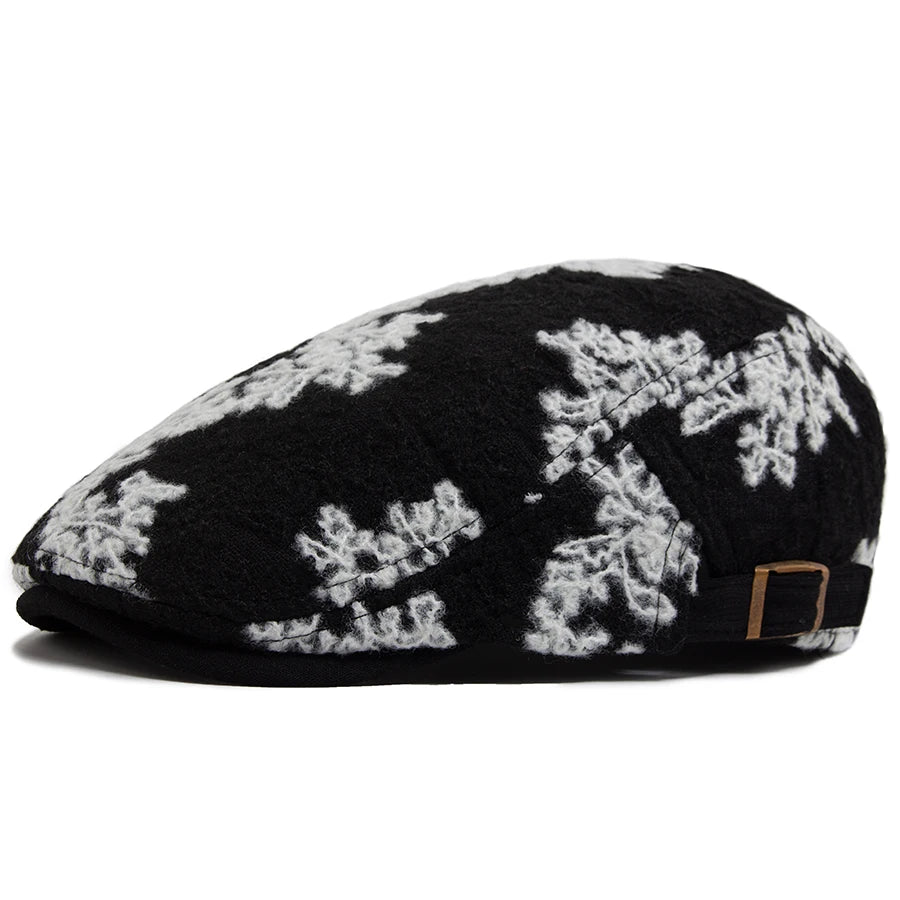 Mønstret Bomull Newsboy Flatcap