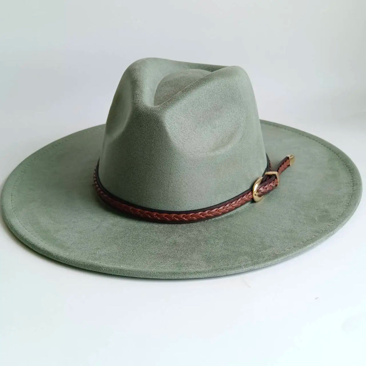 Semsket Fedora Filthatt med Bred Brem