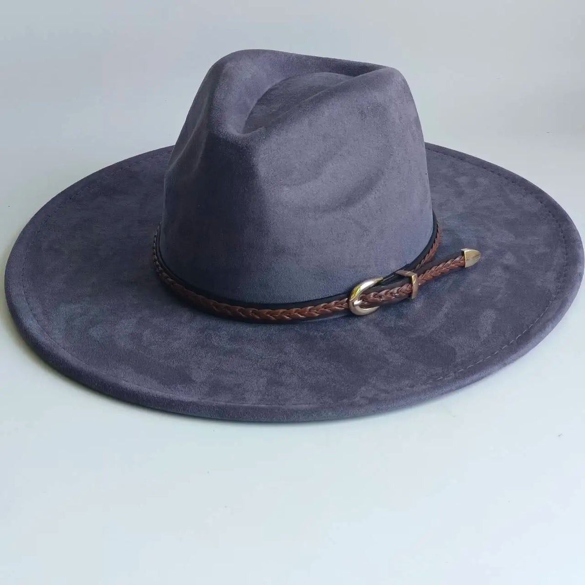 Semsket Fedora Filthatt med Bred Brem