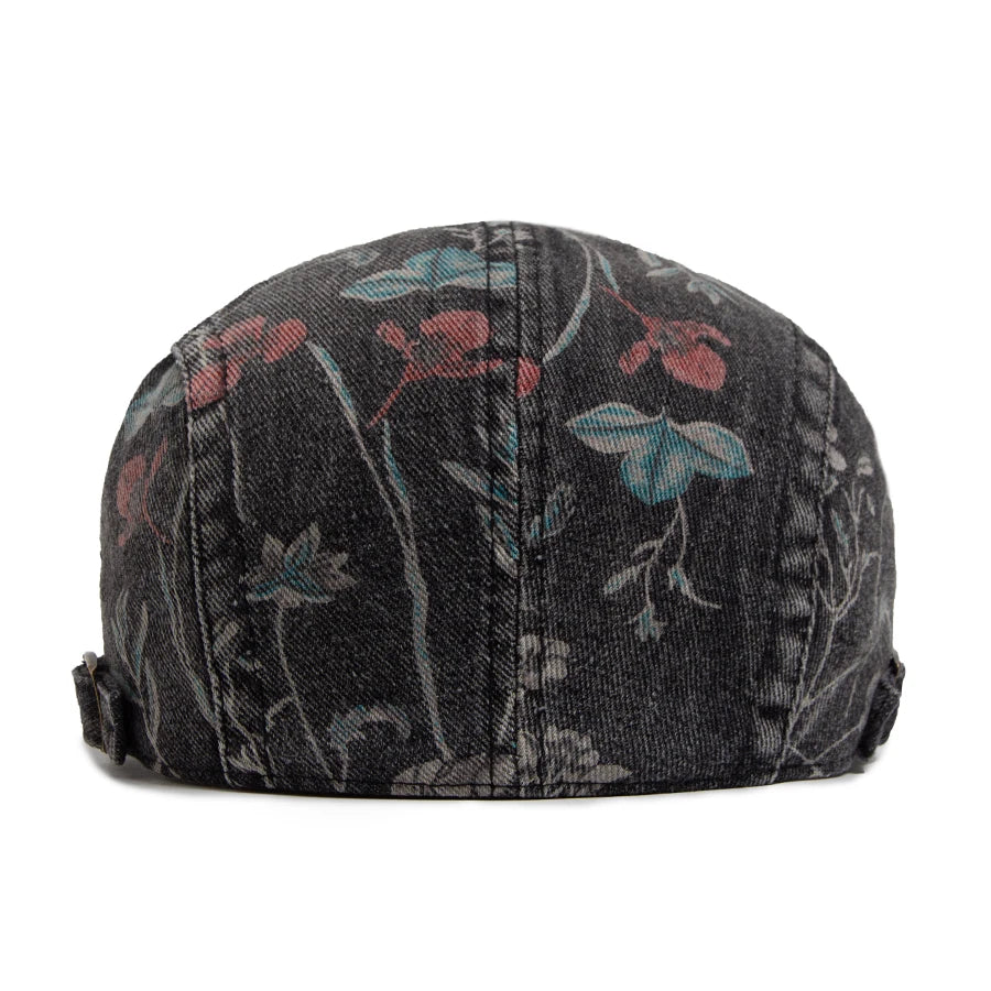 Mønstret Denim Newsboy Flatcap