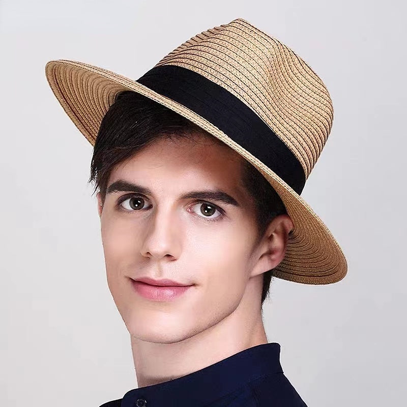 Strå Fedora Filthatt med Bred Brem