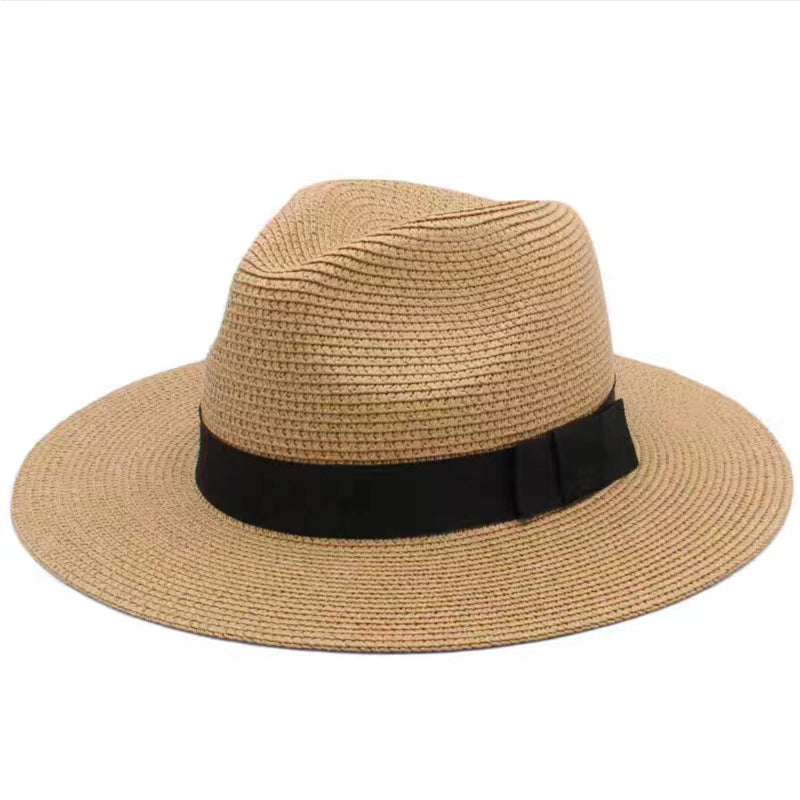 Strå Fedora Filthatt med Bred Brem