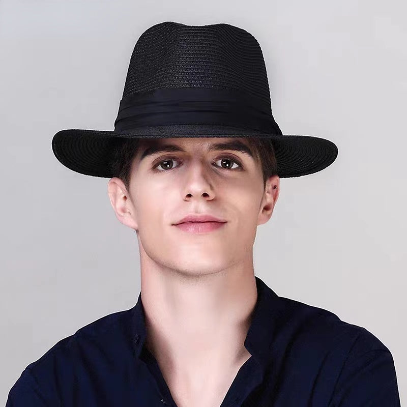 Strå Fedora Filthatt med Bred Brem