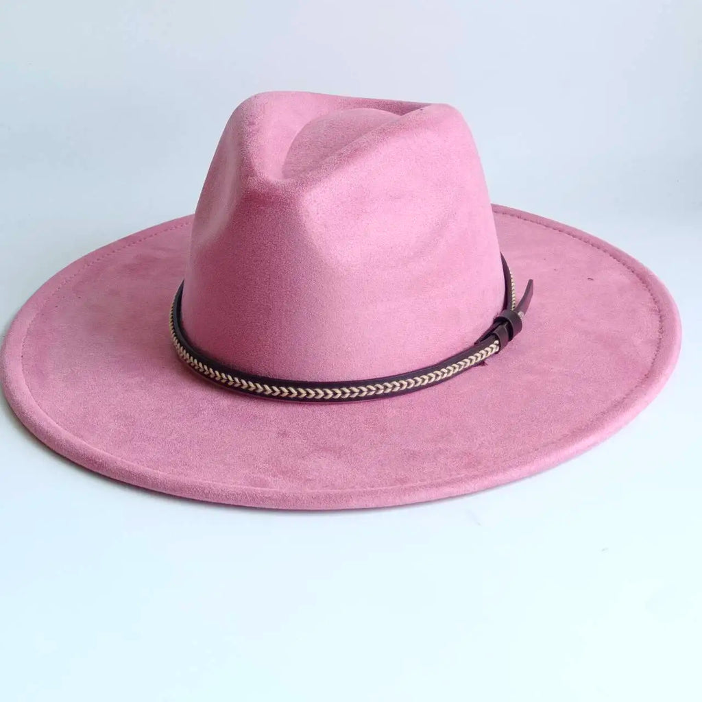 Semsket Fedora Filthatt med Bred Brem