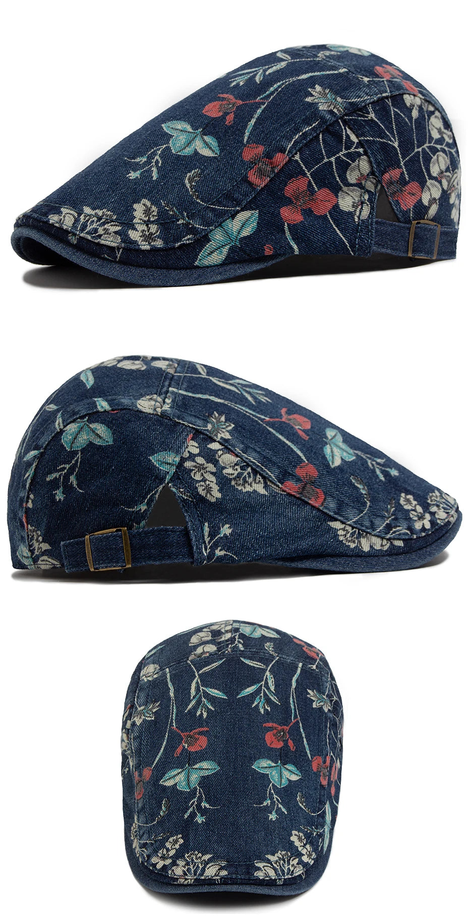 Mønstret Denim Newsboy Flatcap