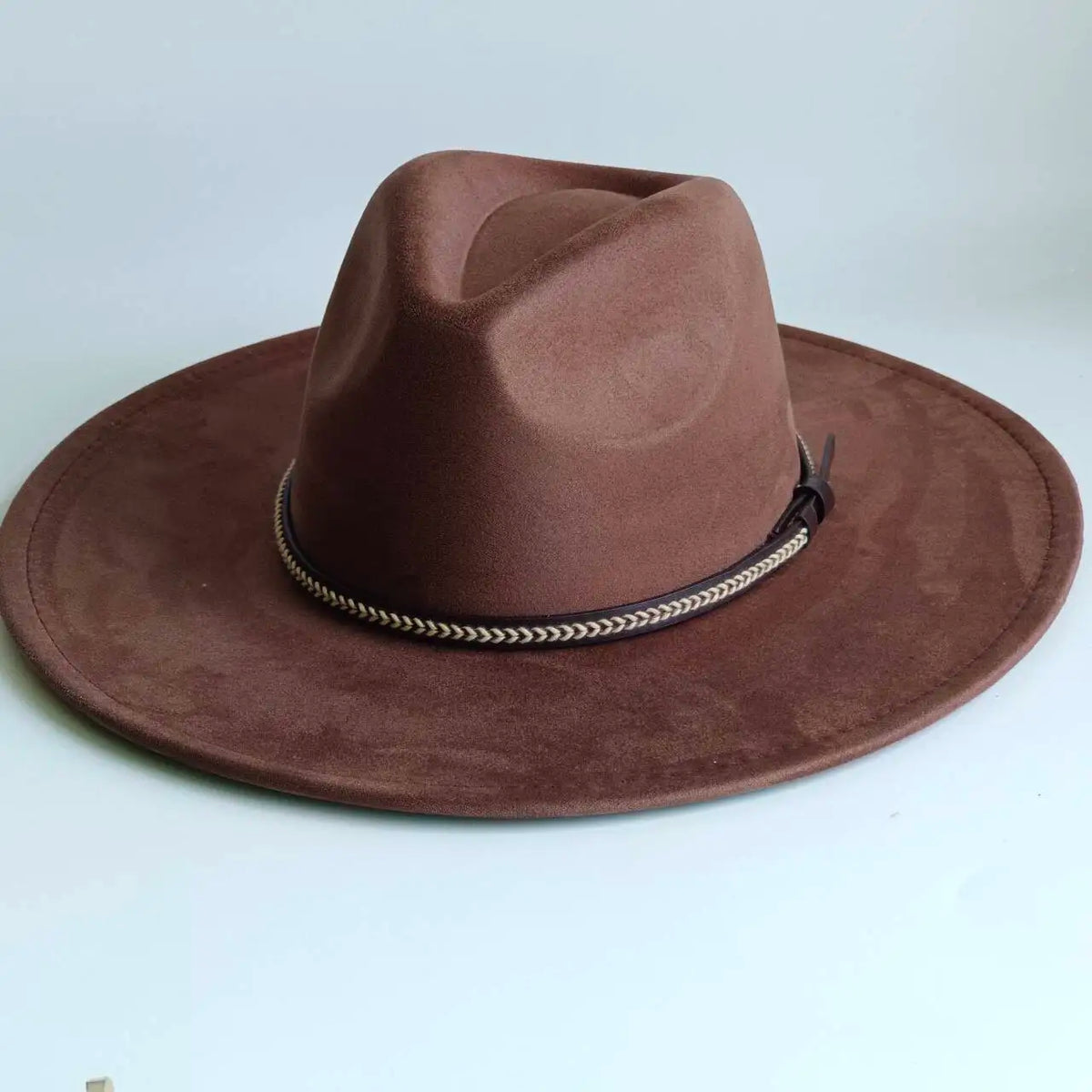 Semsket Fedora Filthatt med Bred Brem