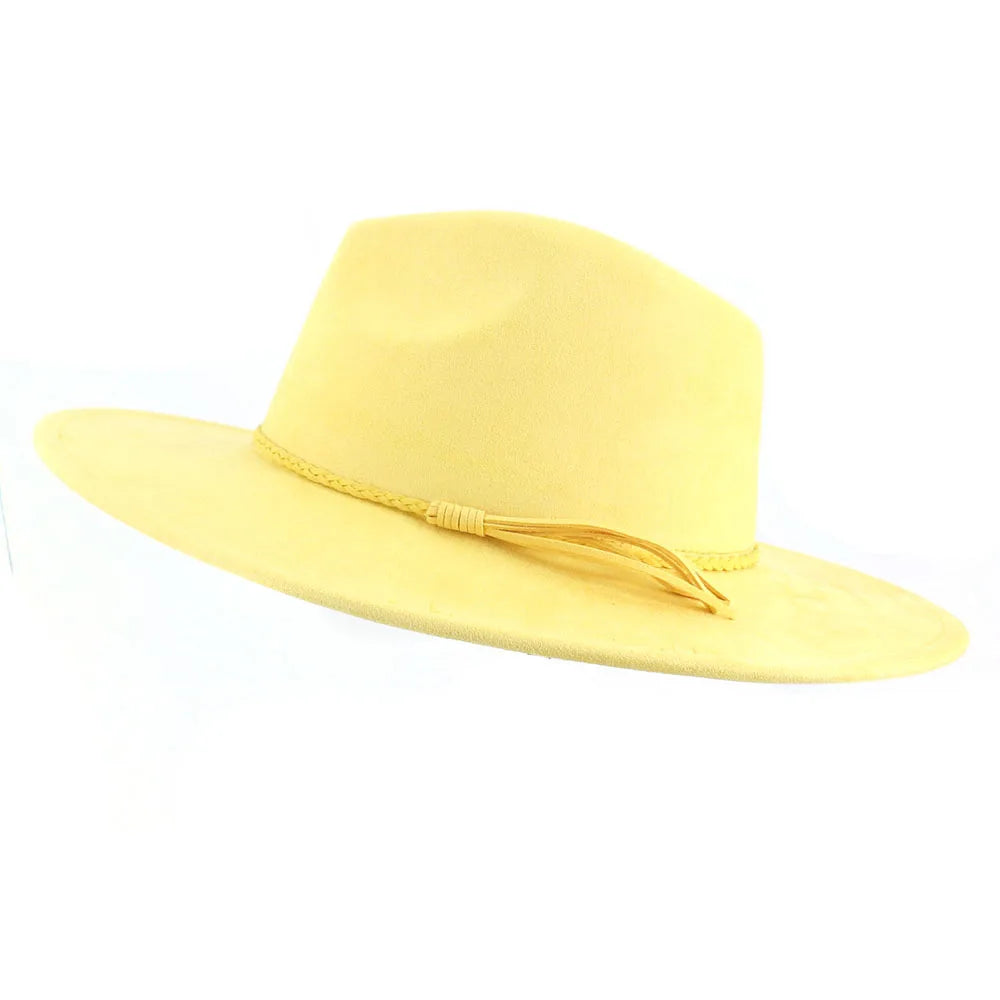 Semsket Fedora Filthatt med Bred Brem