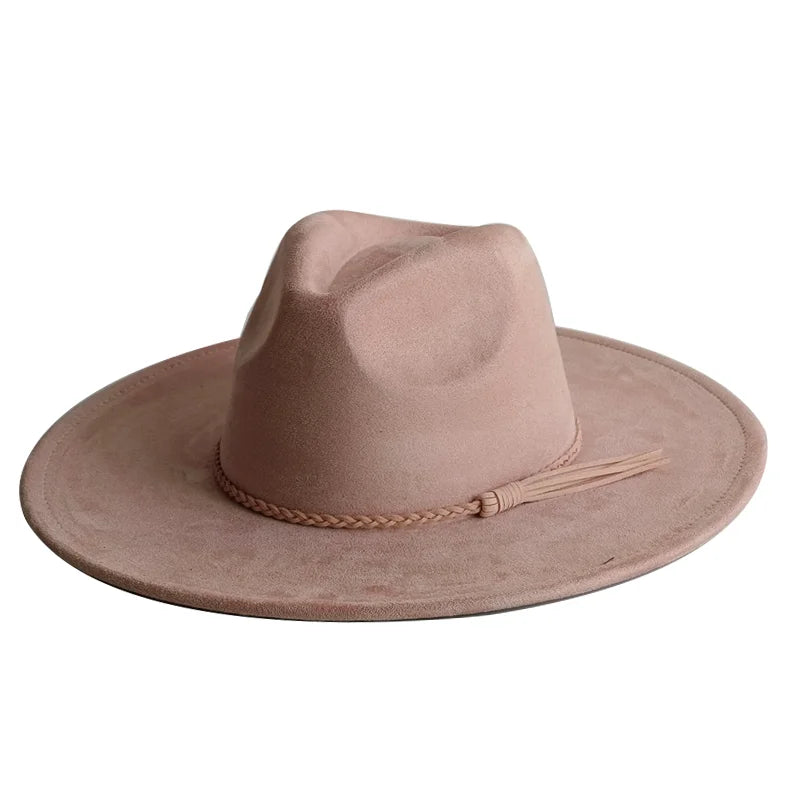 Semsket Fedora Filthatt med Bred Brem