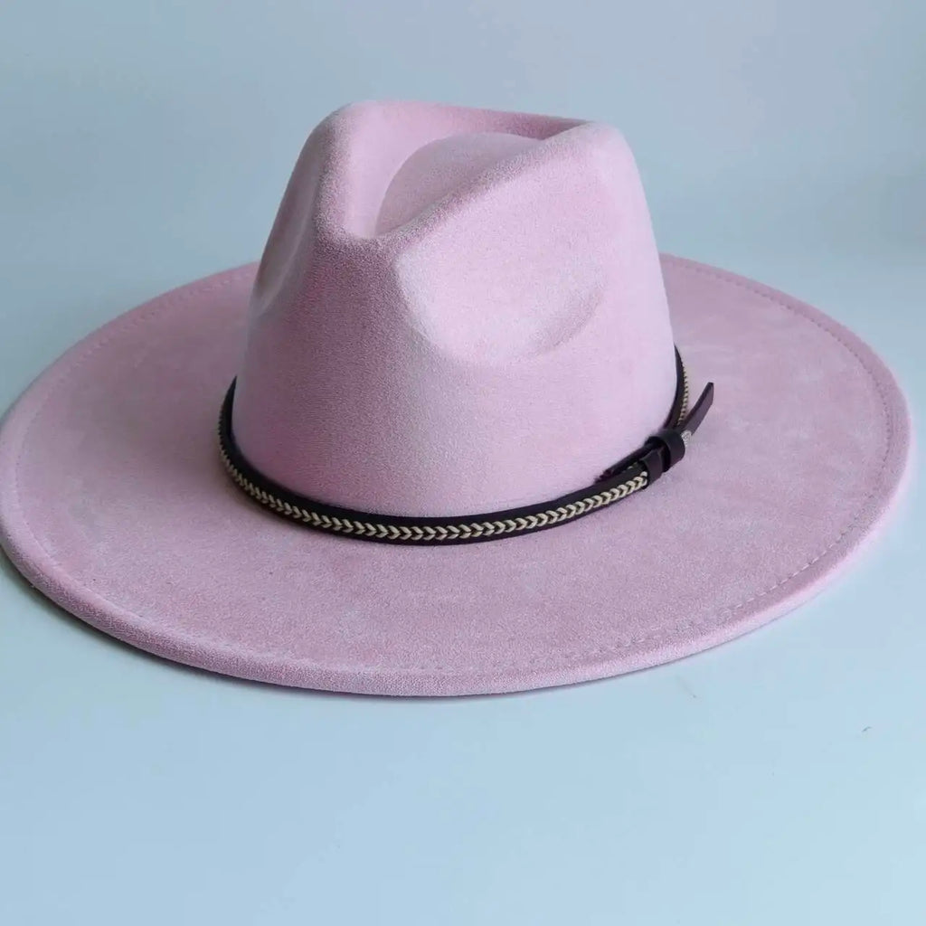 Semsket Fedora Filthatt med Bred Brem