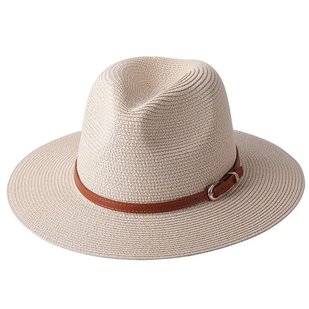 Strå Fedora Filthatt med Bred Brem