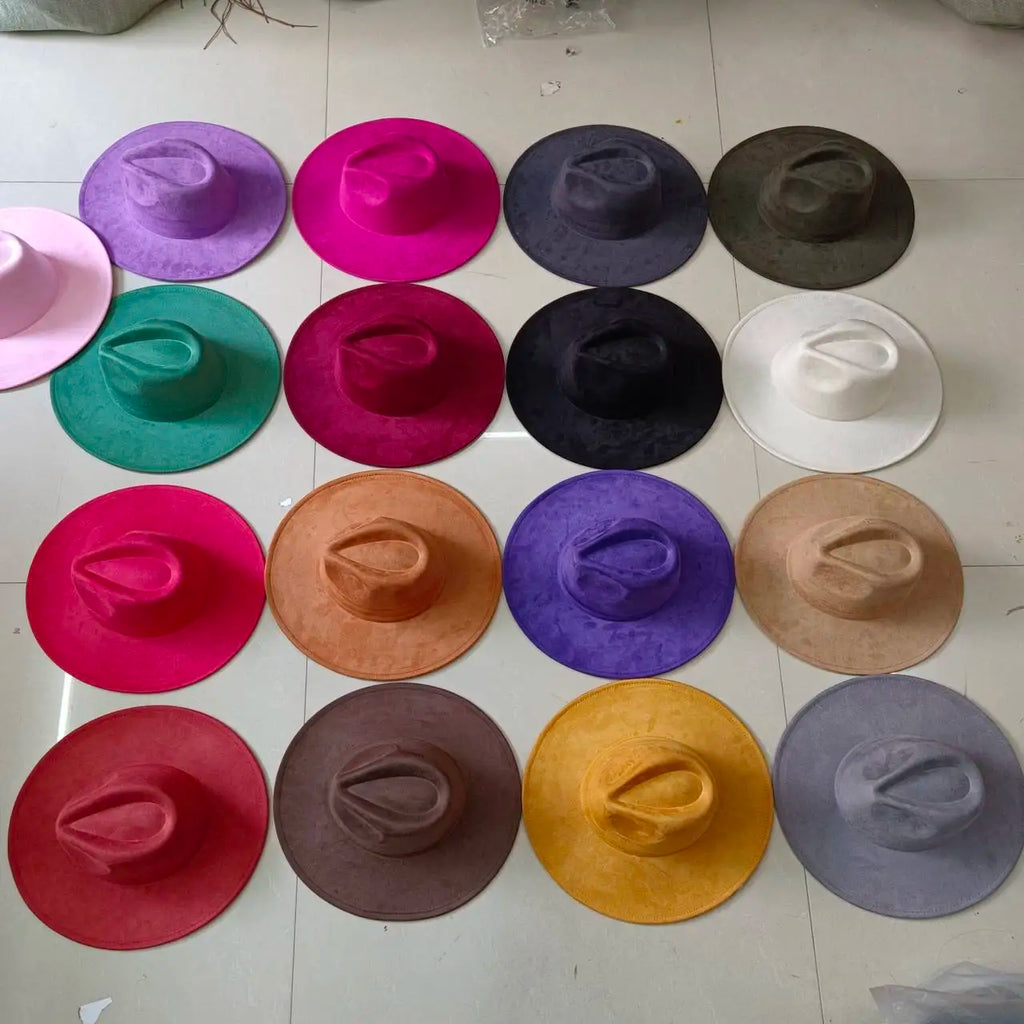 Semsket Fedora Filthatt med Bred Brem