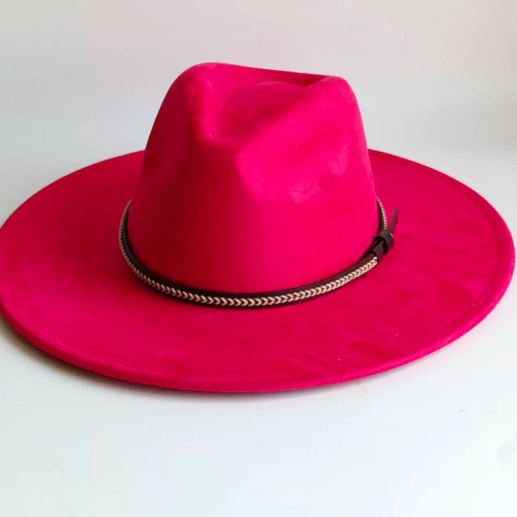 Semsket Fedora Filthatt med Bred Brem