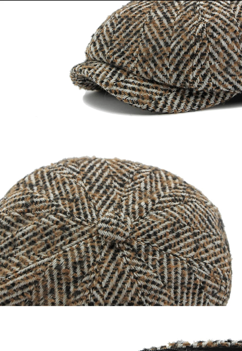 Stripete Ull Newsboy Flatcap