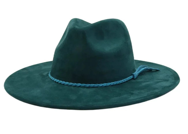 Semsket Fedora Filthatt med Bred Brem