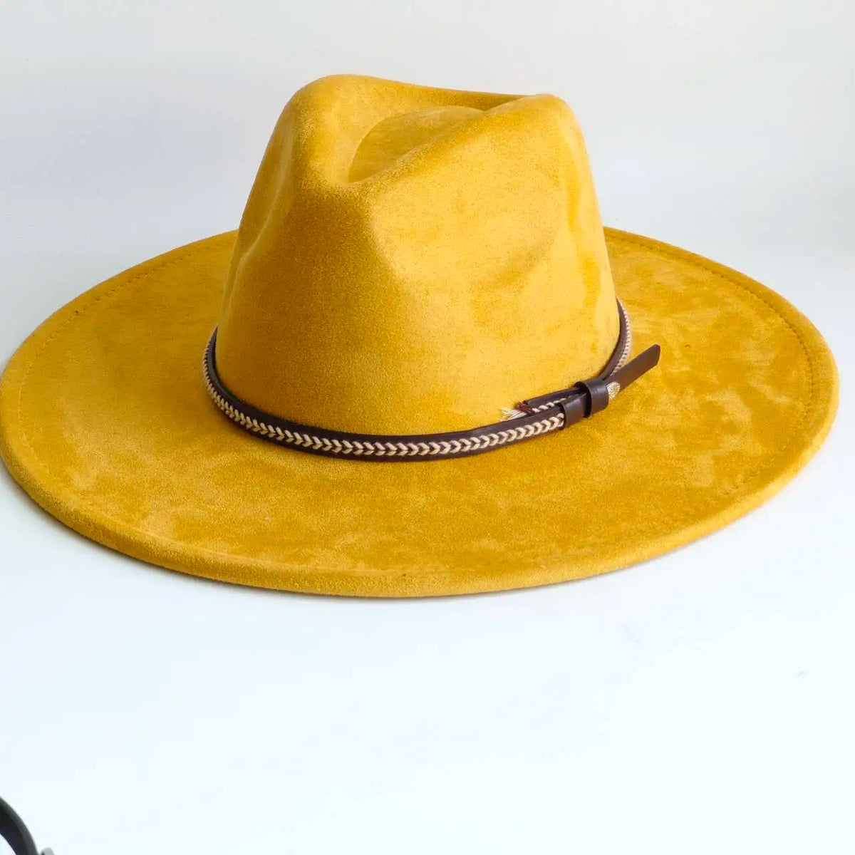 Semsket Fedora Filthatt med Bred Brem