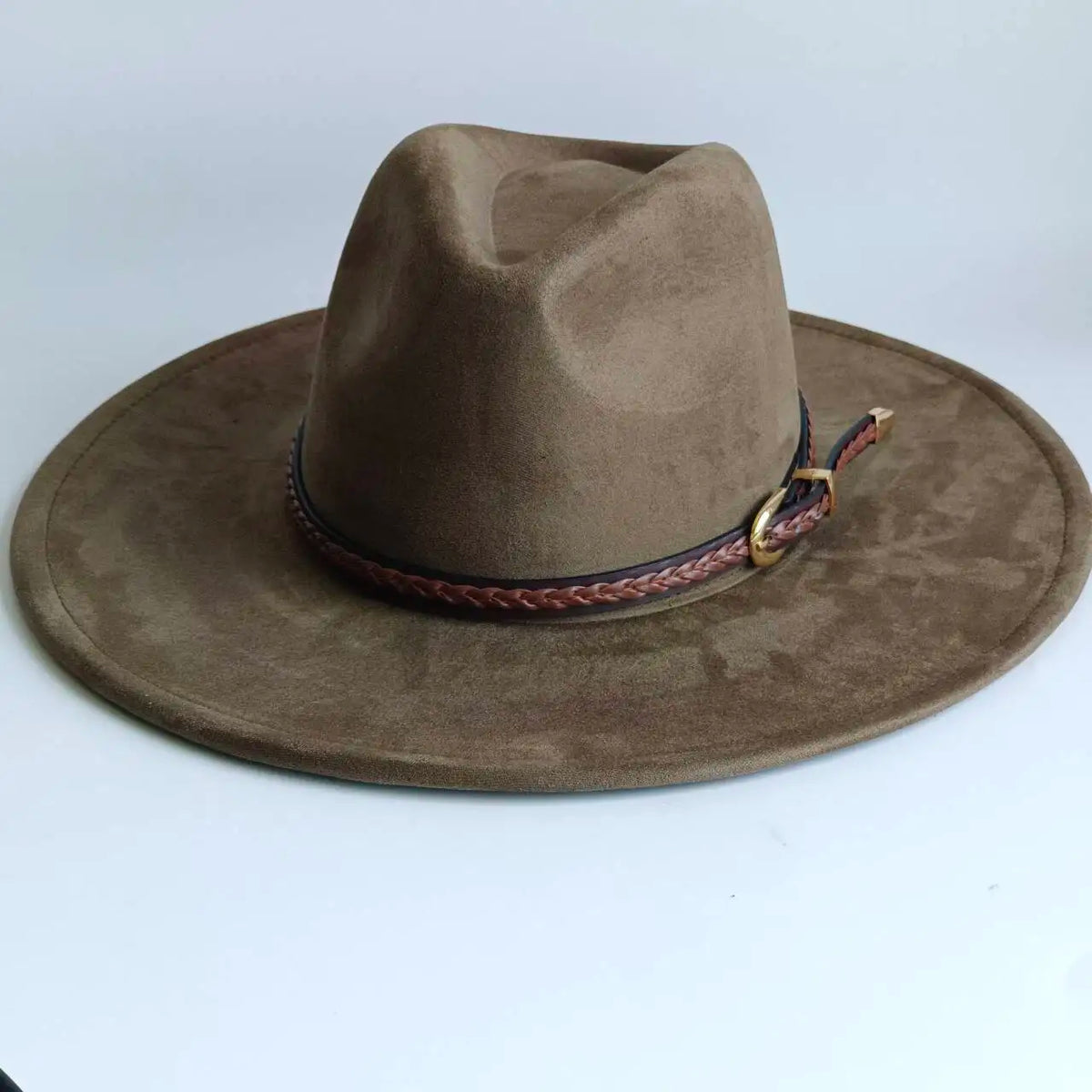Semsket Fedora Filthatt med Bred Brem