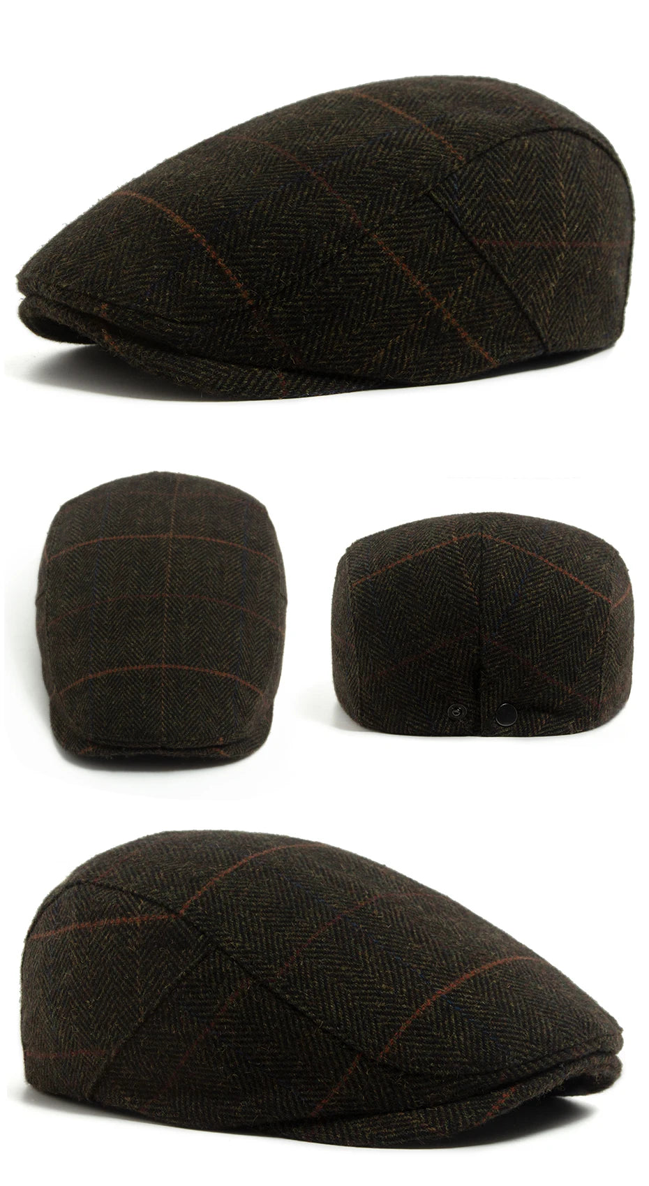 Fiskebeinsmønstret Ull Newsboy Flatcap