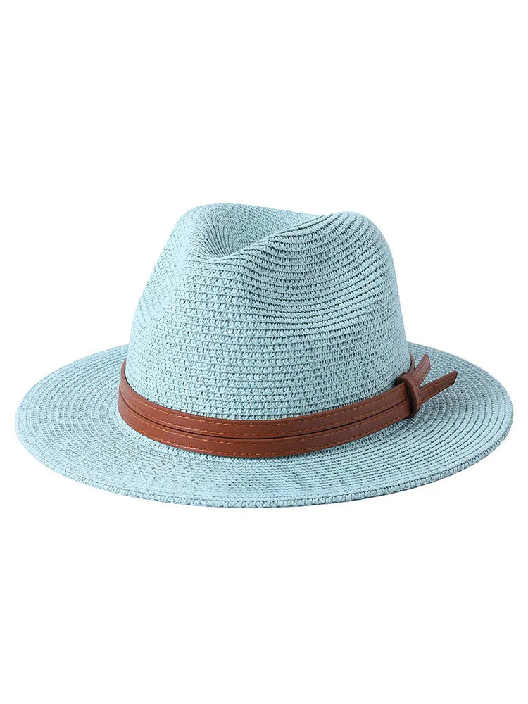 Strå Fedora Filthatt med Bred Brem