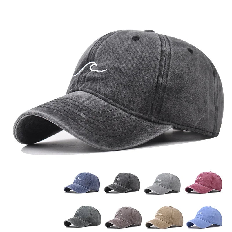 Bølgemotiv Brodert Caps
