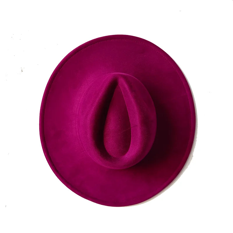 Semsket Fedora Filthatt med Bred Brem