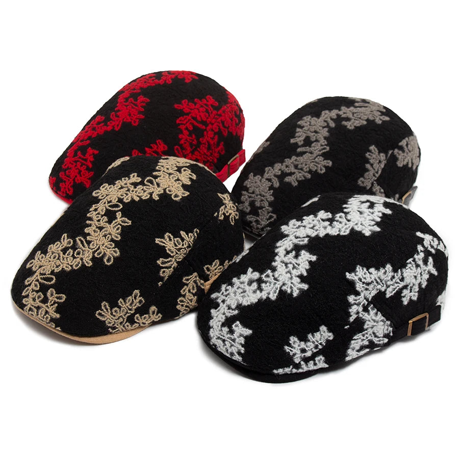 Mønstret Bomull Newsboy Flatcap