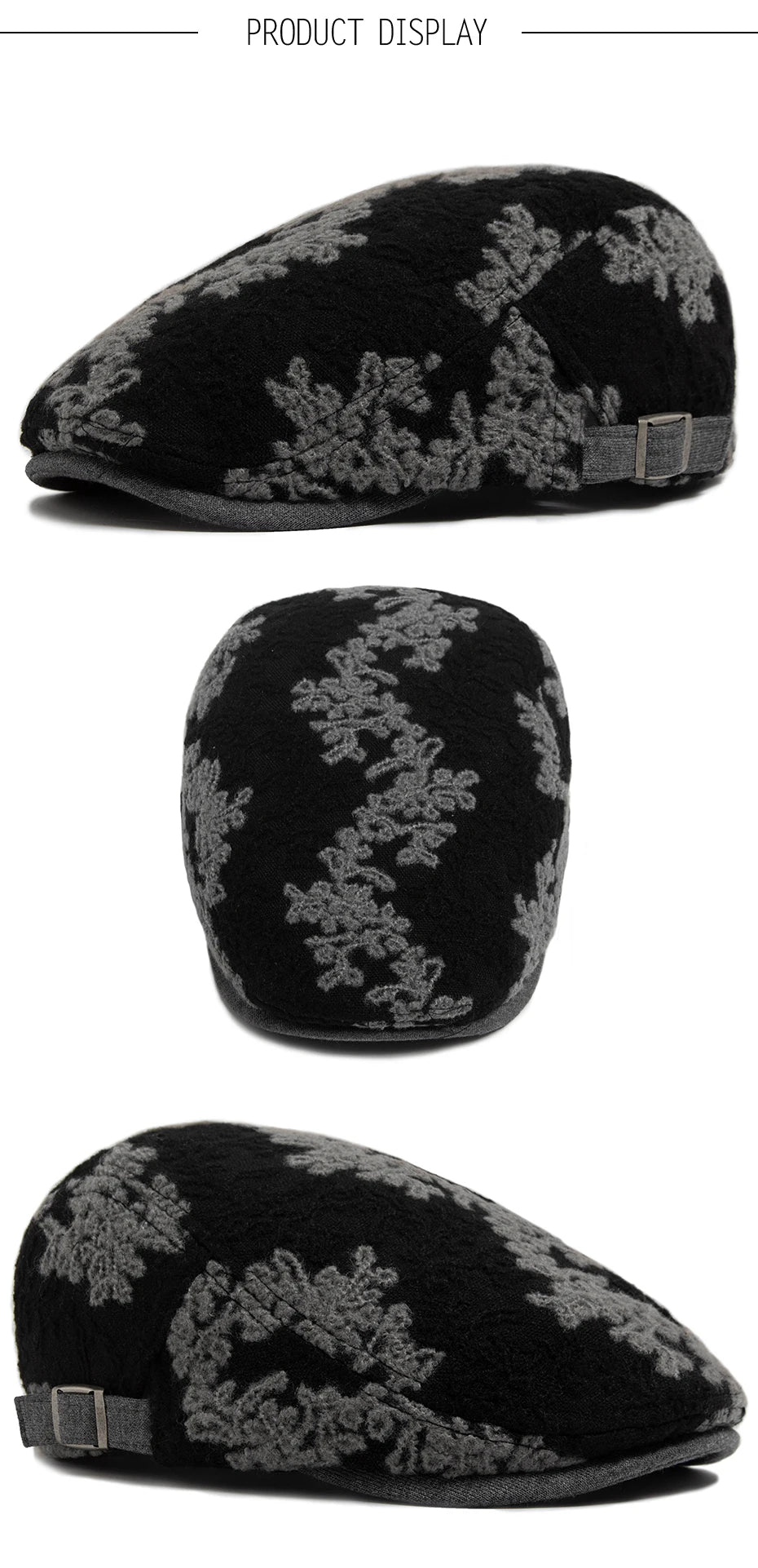 Mønstret Bomull Newsboy Flatcap