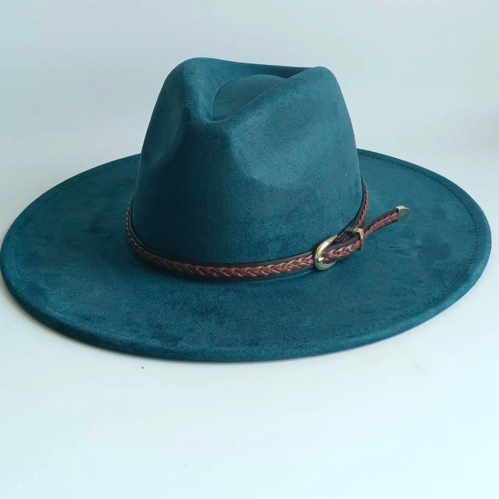 Semsket Fedora Filthatt med Bred Brem